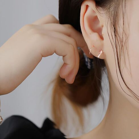 Double Hoop Earrings for Single Piercing for Women Silver Double Twist Hoop Earrings Gold Threader Earrings Adjustable Spiral Cartilage Earrings Dainty Hoop Cute Double Piercing Earrings Jewelry Gifts in Saudi Arabia