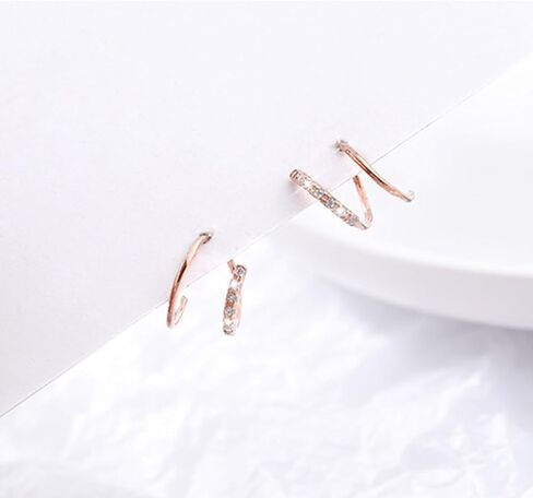 Double Hoop Earrings for Single Piercing for Women Silver Double Twist Hoop Earrings Gold Threader Earrings Adjustable Spiral Cartilage Earrings Dainty Hoop Cute Double Piercing Earrings Jewelry Gifts in Saudi Arabia