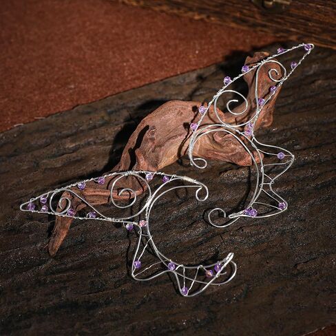 CoTeeZa Deer Elf Ear Cuff - أقراط خرافية بتصميم فراشة خضراء من القرون الوسطى زي قزم الأذن أصفاد أذن عصر النهضة زي نسائي من حجر الراين إكسسوارات الأذن لحفلات الهالوين والزفاف in Saudi Arabia