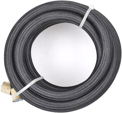 ZHSYMX 6AN PTFE E85 خرطوم خط الوقود مضفر من النايلون المقاوم للصدأ خرطوم غاز زيت 10FT أسود (معرف 5/16 بوصة) (AN6 10FT، أسود) in Kuwait