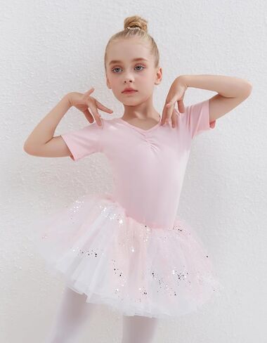 Danceair الفتيات فستان الباليه القطن ملابس رقص الجمباز مع الترتر تنورة الجمباز رداء رقص الباليه راقصة الباليه الزي in Kuwait
