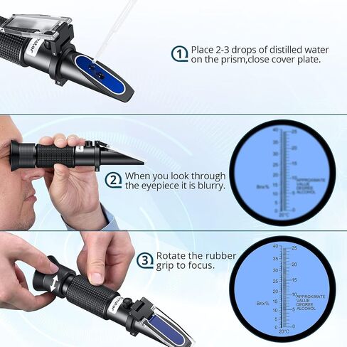 ALLmeter Grape Wine Refractometer Brix Alcohol Refractometer for Grape Wine Brewing Measure Sugar Content & Predict Alcohol Degree Dual Scale of 0-40% Brix & 0-25% vol Alcohol for Brewing Winemaking in Saudi Arabia