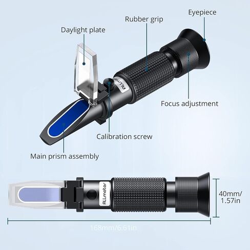 ALLmeter Grape Wine Refractometer Brix Alcohol Refractometer for Grape Wine Brewing Measure Sugar Content & Predict Alcohol Degree Dual Scale of 0-40% Brix & 0-25% vol Alcohol for Brewing Winemaking in Saudi Arabia