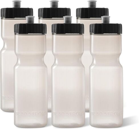 50 Strong Sports Water Bottle | Reusable Squeeze Water Bottles | 22 oz. BPA-Free Plastic Bottles with Pull Top Cap | Made in USA | Top Rack Dishwasher Safe | Fits Most Bike Cages in Kuwait