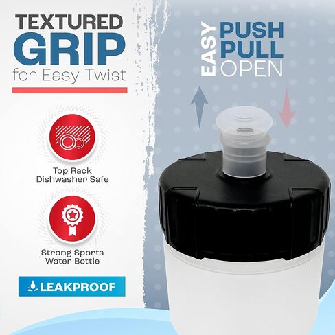 50 Strong Sports Water Bottle | Reusable Squeeze Water Bottles | 22 oz. BPA-Free Plastic Bottles with Pull Top Cap | Made in USA | Top Rack Dishwasher Safe | Fits Most Bike Cages in Kuwait
