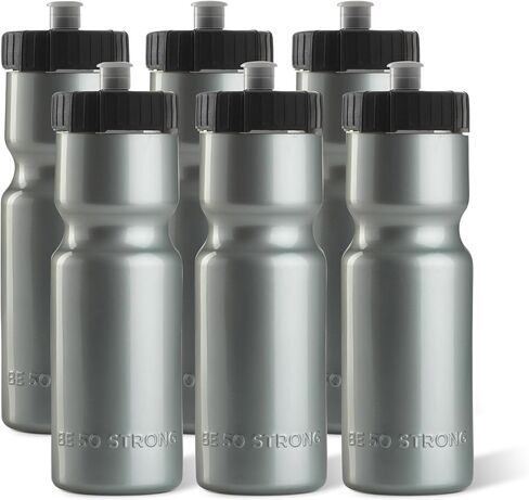 50 Strong Sports Water Bottle | Reusable Squeeze Water Bottles | 22 oz. BPA-Free Plastic Bottles with Pull Top Cap | Made in USA | Top Rack Dishwasher Safe | Fits Most Bike Cages in Kuwait
