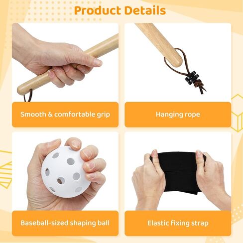 مجموعة قفازات البيسبول Varku مع حزام، مطرقة قفاز البيسبول لكسر القفازات، كرة لينة بحجم البيسبول وحزام لف مرن، مجموعة مطرقة خشبية صلبة in Kuwait