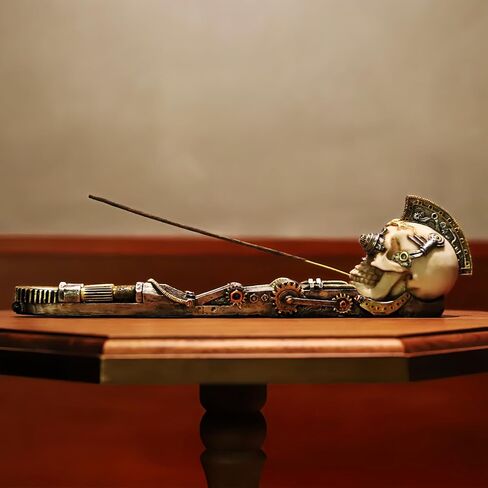 EUROSUN مبخرة Steampunk هيكل جمجمة حامل البخور أسطورة الظلام مخيف هالوين موضوع ديكور للرجل الكهف in Kuwait