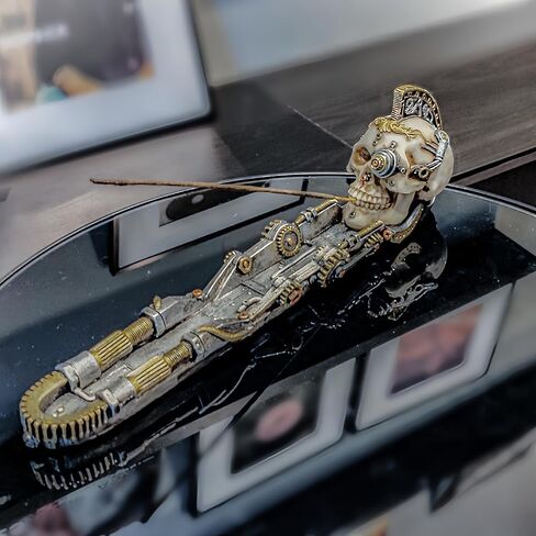 EUROSUN مبخرة Steampunk هيكل جمجمة حامل البخور أسطورة الظلام مخيف هالوين موضوع ديكور للرجل الكهف in Kuwait