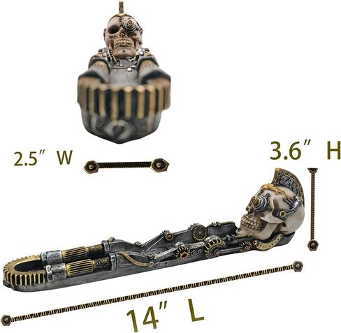 EUROSUN مبخرة Steampunk هيكل جمجمة حامل البخور أسطورة الظلام مخيف هالوين موضوع ديكور للرجل الكهف in Kuwait