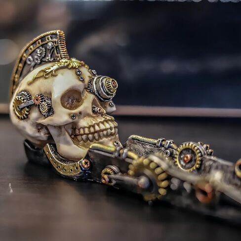 EUROSUN مبخرة Steampunk هيكل جمجمة حامل البخور أسطورة الظلام مخيف هالوين موضوع ديكور للرجل الكهف in Kuwait