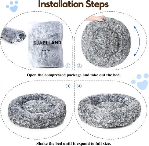 SJAELLAND Cat Bed for Indoor Cats Self Warming Washable-Round with Slip-Resistant Bottom Warm Cuddler Cushion Bed Pet Furniture for Small Medium Large Kittens - 23 Inch Dark Grey in Saudi Arabia