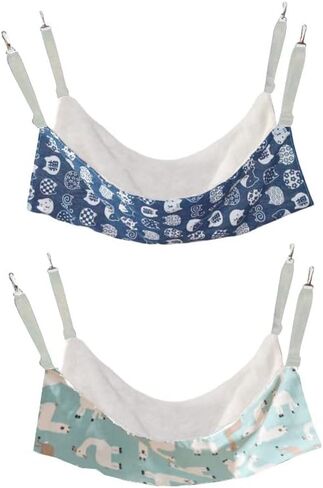 YURUX 2 Pieces Reversible Cat Hanging Hammock Soft Breathable Pet Cage Hammock Adjustable Straps and Metal Hooks for Cats Small Dogs Rabbits,Sleeping and Resting Sleepy Pad in Kuwait