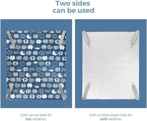 YURUX 2 Pieces Reversible Cat Hanging Hammock Soft Breathable Pet Cage Hammock Adjustable Straps and Metal Hooks for Cats Small Dogs Rabbits,Sleeping and Resting Sleepy Pad in Kuwait