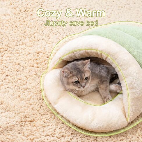 Jiupety Cat Bed Cave for Indoor Cats, Cute Slipper Cat Cave Bed, Washable Small Dog Cave Bed, Soft Plush Cat House Bed for Puppy and Kitten, Anti Slip Warm Pet House Nest, M 15lbs, Champagne. in Saudi Arabia