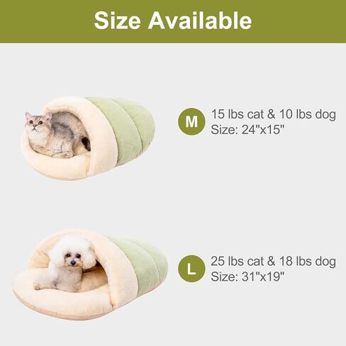 Jiupety Cat Bed Cave for Indoor Cats, Cute Slipper Cat Cave Bed, Washable Small Dog Cave Bed, Soft Plush Cat House Bed for Puppy and Kitten, Anti Slip Warm Pet House Nest, M 15lbs, Champagne. in Saudi Arabia