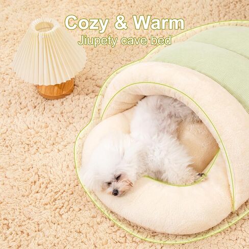 Jiupety Cat Bed Cave for Indoor Cats, Cute Slipper Cat Cave Bed, Washable Small Dog Cave Bed, Soft Plush Cat House Bed for Puppy and Kitten, Anti Slip Warm Pet House Nest, M 15lbs, Champagne. in Saudi Arabia