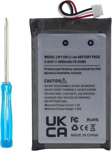 TAYUZH Battery for PS 5 Dualsense Controller, 3000mAh Lithium-ion LIP1708 Replacement Controller Battery Pack Compatible with Playstation 5 Wireless Controller Console CFI-ZCT1 W B U with Tool in Kuwait