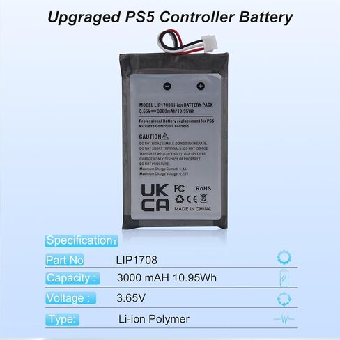 TAYUZH Battery for PS 5 Dualsense Controller, 3000mAh Lithium-ion LIP1708 Replacement Controller Battery Pack Compatible with Playstation 5 Wireless Controller Console CFI-ZCT1 W B U with Tool in Kuwait
