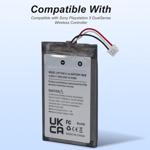 TAYUZH Battery for PS 5 Dualsense Controller, 3000mAh Lithium-ion LIP1708 Replacement Controller Battery Pack Compatible with Playstation 5 Wireless Controller Console CFI-ZCT1 W B U with Tool in Kuwait