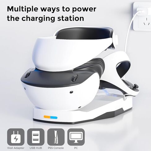 محطة شحن ANNAPRO لجهاز PS5 VR2، شاحن وحدات التحكم مع حامل عرض حامل سماعات الرأس VR، شحن مغناطيسي سريع لأجهزة تحكم Playstation VR2، 4 محولات مغناطيسية من النوع C وكابل من النوع C in Kuwait