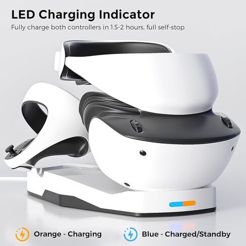 محطة شحن ANNAPRO لجهاز PS5 VR2، شاحن وحدات التحكم مع حامل عرض حامل سماعات الرأس VR، شحن مغناطيسي سريع لأجهزة تحكم Playstation VR2، 4 محولات مغناطيسية من النوع C وكابل من النوع C in Kuwait