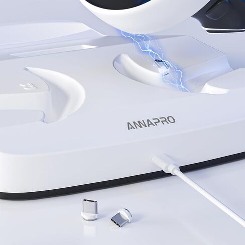 محطة شحن ANNAPRO لجهاز PS5 VR2، شاحن وحدات التحكم مع حامل عرض حامل سماعات الرأس VR، شحن مغناطيسي سريع لأجهزة تحكم Playstation VR2، 4 محولات مغناطيسية من النوع C وكابل من النوع C in Kuwait