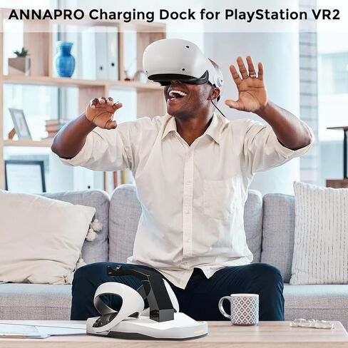 محطة شحن ANNAPRO لجهاز PS5 VR2، شاحن وحدات التحكم مع حامل عرض حامل سماعات الرأس VR، شحن مغناطيسي سريع لأجهزة تحكم Playstation VR2، 4 محولات مغناطيسية من النوع C وكابل من النوع C in Kuwait