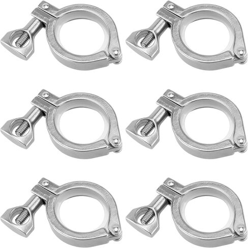 funsuei 6 قطع 1.5 بوصة ثلاثي المشبك، دبوس واحد الثقيلة ثلاثي المشبك الفولاذ المقاوم للصدأ 304 مع حشوات السيليكون، ثلاثي المشبك مع الجناح الجوز، ثلاثي البرسيم المشبك للأنبوب، الأنابيب in Kuwait