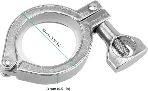 funsuei 6 قطع 1.5 بوصة ثلاثي المشبك، دبوس واحد الثقيلة ثلاثي المشبك الفولاذ المقاوم للصدأ 304 مع حشوات السيليكون، ثلاثي المشبك مع الجناح الجوز، ثلاثي البرسيم المشبك للأنبوب، الأنابيب in Kuwait