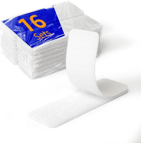 16 Sets 1 x 3 inch Adhesive Fastener Strips, Heavy Duty, Strong Back Adhesive Fasten Command Strips, Double Sided for School, Classroom, Office, Home Use, White in Kuwait