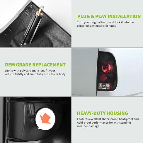 AUTOSAVER88 Tail Lights Compatible with 1997-2003 Ford F-Series F150 (Fits Styleside Models ONLY), 2004 F150 Heritage, 1999-2007 Ford F-250 F-350 F-350 Super Duty Pickup Truck Smoke Lens in Saudi Arabia