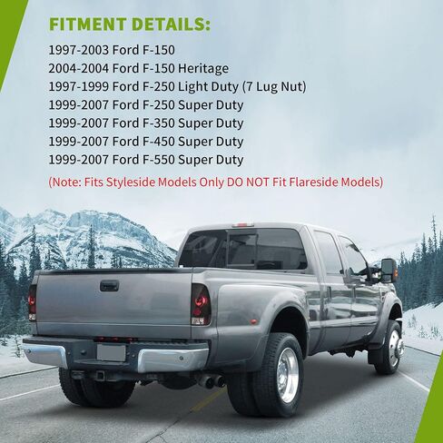 AUTOSAVER88 Tail Lights Compatible with 1997-2003 Ford F-Series F150 (Fits Styleside Models ONLY), 2004 F150 Heritage, 1999-2007 Ford F-250 F-350 F-350 Super Duty Pickup Truck Smoke Lens in Saudi Arabia