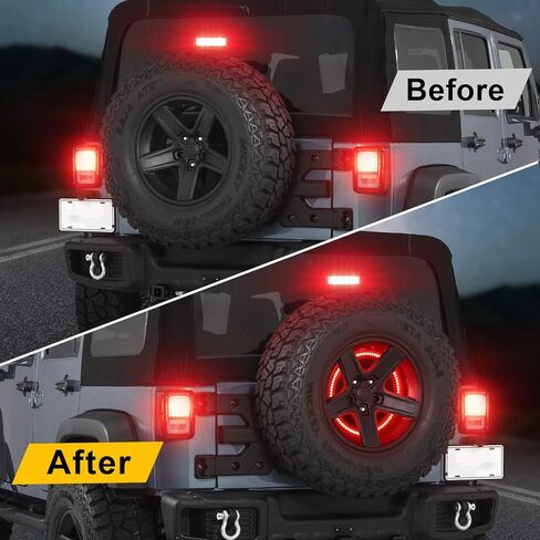 SUPAREE (Plug and Play Spare Tire Brake Light Wheel Light 3rd Third Brake Light fit for Wrangler 2007-2017 JK JKU YJ TJ,Red Light in Saudi Arabia