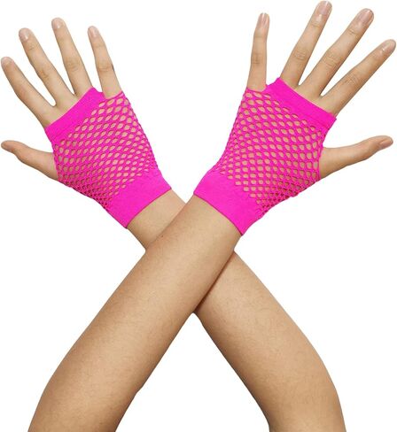 Anlaey Fishnet Gloves Stretchy Fingerless 80s Party Accessories Mesh Costume with Finger Loop for Women in Saudi Arabia