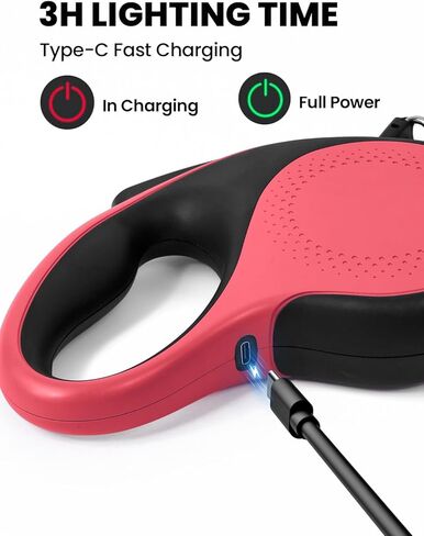 Retractable Dog Leash with Led Light, Douexio 16ft Rechargeable Walking Dog Leash for Small Medium Dogs Up to 66 lbs,360° Tangle-Free, One-Button Control, High Strength Hook in Saudi Arabia