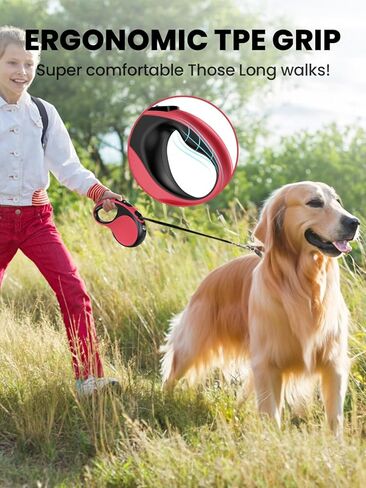 Retractable Dog Leash with Led Light, Douexio 16ft Rechargeable Walking Dog Leash for Small Medium Dogs Up to 66 lbs,360° Tangle-Free, One-Button Control, High Strength Hook in Saudi Arabia