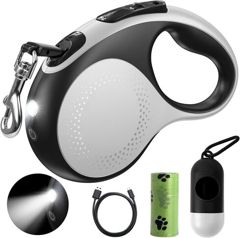Retractable Dog Leash with Led Light, Douexio 16ft Rechargeable Walking Dog Leash for Small Medium Dogs Up to 66 lbs,360° Tangle-Free, One-Button Control, High Strength Hook in Saudi Arabia