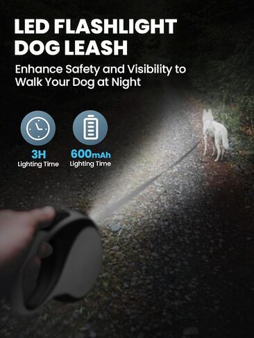 Retractable Dog Leash with Led Light, Douexio 16ft Rechargeable Walking Dog Leash for Small Medium Dogs Up to 66 lbs,360° Tangle-Free, One-Button Control, High Strength Hook in Saudi Arabia
