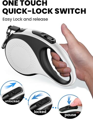 Retractable Dog Leash with Led Light, Douexio 16ft Rechargeable Walking Dog Leash for Small Medium Dogs Up to 66 lbs,360° Tangle-Free, One-Button Control, High Strength Hook in Saudi Arabia