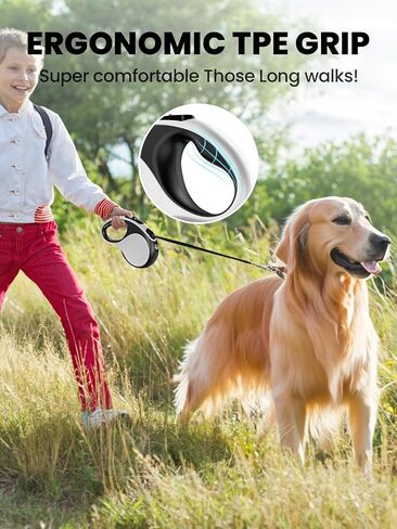 Retractable Dog Leash with Led Light, Douexio 16ft Rechargeable Walking Dog Leash for Small Medium Dogs Up to 66 lbs,360° Tangle-Free, One-Button Control, High Strength Hook in Saudi Arabia