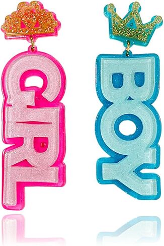Gender Reveal Earrings Pink Blue Acrylic Dangling Earrings Boy Girl Sign for Gender Reveal Jewelry Bead earrings Mother's Day Earrings for Pregnancy Announcement Baby Shower Party in Saudi Arabia