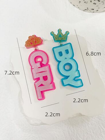 Gender Reveal Earrings Pink Blue Acrylic Dangling Earrings Boy Girl Sign for Gender Reveal Jewelry Bead earrings Mother's Day Earrings for Pregnancy Announcement Baby Shower Party in Saudi Arabia