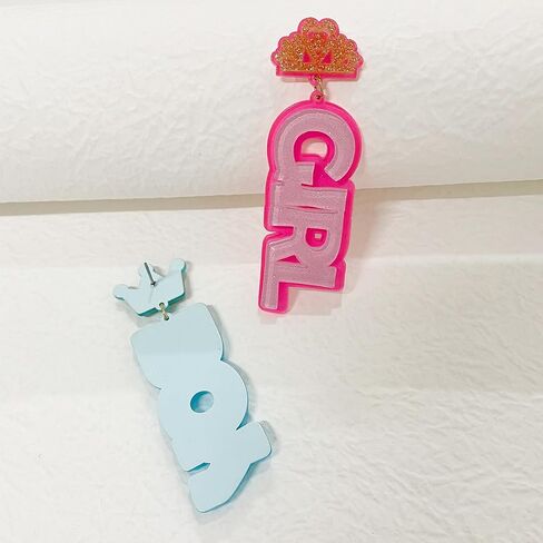 Gender Reveal Earrings Pink Blue Acrylic Dangling Earrings Boy Girl Sign for Gender Reveal Jewelry Bead earrings Mother's Day Earrings for Pregnancy Announcement Baby Shower Party in Saudi Arabia