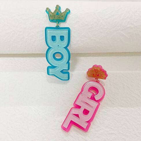 Gender Reveal Earrings Pink Blue Acrylic Dangling Earrings Boy Girl Sign for Gender Reveal Jewelry Bead earrings Mother's Day Earrings for Pregnancy Announcement Baby Shower Party in Saudi Arabia