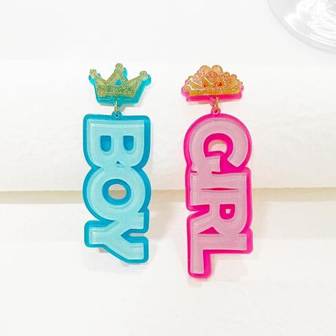 Gender Reveal Earrings Pink Blue Acrylic Dangling Earrings Boy Girl Sign for Gender Reveal Jewelry Bead earrings Mother's Day Earrings for Pregnancy Announcement Baby Shower Party in Saudi Arabia