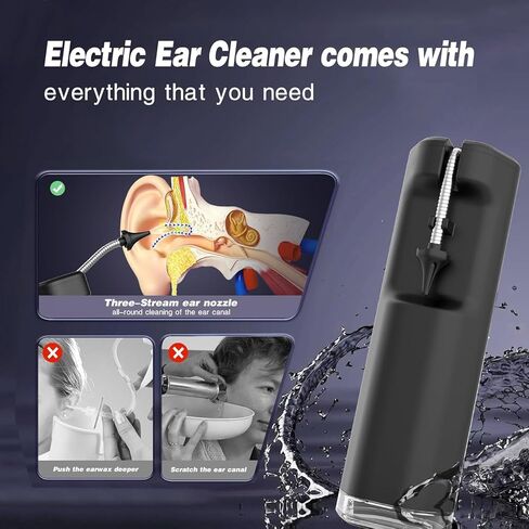 إزالة شمع الأذن، مجموعة تنظيف شمع الأذن التي تعمل بالطاقة المائية مع 4 أوضاع للضغط، نظام تنظيف الأذن، قابل لإعادة الشحن، آمن وفعال، منظف الأذن الكهربائي المقاوم للماء عبر USB - سماعات تنظيف الأذن in Saudi Arabia