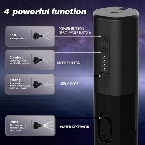 Water Powered Ear Cleaner, Electric Ear Wax Removal Tool, Ear Cleaning Irrigation Kit with Flushing System and 4 Clean Mode, Safe and Effective Ear Wax Removal Kit for Adults with 6 Ear Tips in Kuwait