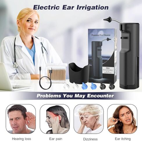 Water Powered Ear Cleaner, Electric Ear Wax Removal Tool, Ear Cleaning Irrigation Kit with Flushing System and 4 Clean Mode, Safe and Effective Ear Wax Removal Kit for Adults with 6 Ear Tips in Kuwait