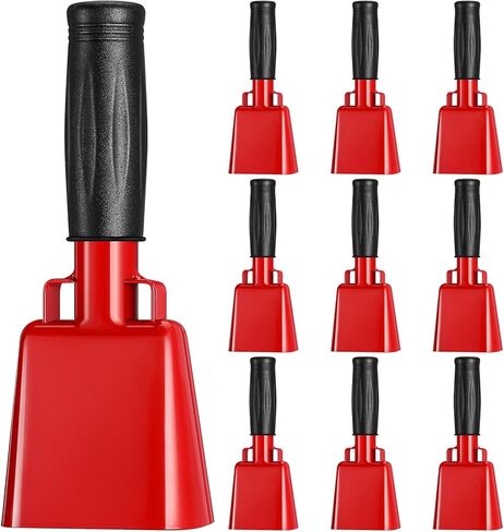 Lukmaa 10 قطع من جرس البقر الحديدي مع مقبض يدوي لصانعي الضوضاء للمناسبات الرياضية، أداة جرس البقر لألعاب كرة القدم، 6.1 × 2.56 × 1.57 بوصة in Kuwait